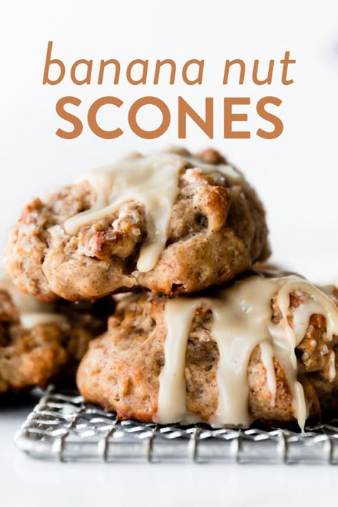 Banana Nut Scones, Brown Sugar Recipe, Banana Scones, Maple Icing, Crumb Coffee Cakes, Scones Recipe Easy, Homemade Scones, Scone Recipes, Scones Recipe