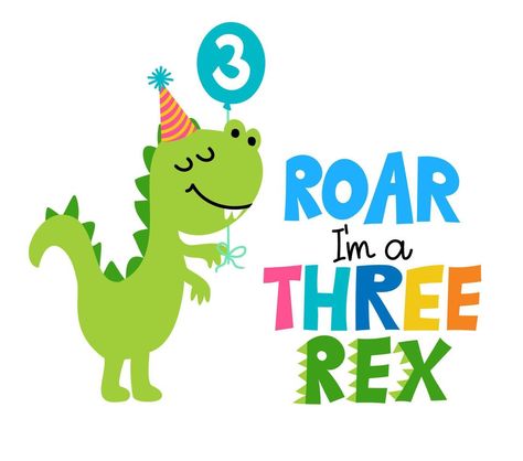 3rd Dinosaur Birthday Party, Bday Background, Dinasour Birthday, 3rd Birthday Party For Boy, Cute T Rex, Dinosaur Birthday Party Decorations, Birthday Dinosaur, Dinosaur Images, Happy 5th Birthday