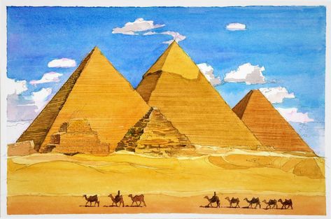 God Drawings, Thomas Schaller, Ancient Egyptian Architecture, Architectural Representation, Great Pyramid Of Giza, Egyptian Pyramids, Egypt Art, Pyramids Of Giza, Visual Development