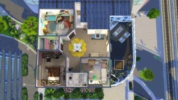 Sims 4 701 Zenview, 701 Zenview Sims 4 Floorplan, 701 Zenview Sims 4, Apartment Layouts, Sims Lots, San Myshuno, Apartment Floor, Sims Builds, Build Plans