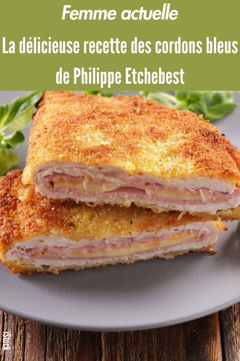 On les achète souvent déjà faits, pourtant les cordons bleus sont simples à réaliser. La preuve avec la recette de Philippe Etchebest. Vous allez vous régaler ! Chicken Cordon, Chicken Cordon Bleu, Cordon Bleu, Foie Gras, Sandwiches, Food And Drink, Chef, Chicken