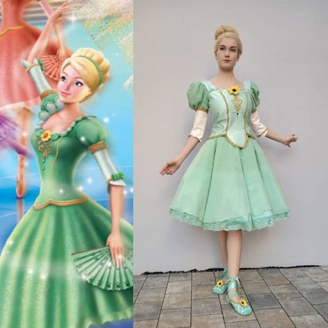 Foxykan (@foxy_kan) on Instagram: “Delia of Barbie in the 12 Dancing Princesses. Did you know green is my favourite colour? 😉 _…” The Twelve Dancing Princesses, Barbie Cosplay, Barbie 12 Dancing Princesses, Rapunzel Cosplay, Twelve Dancing Princesses, Barbie Drawing, 12 Dancing Princesses, Barbie Dresses, Happy Stuff