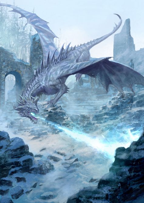 Snow Dragon Art, White Dragon Dnd, Water Dragon Aesthetic, Ice Dragon Art, White Dragon Art, Asoiaf Dragons, White Dragons, Dragon World, Snow Dragon