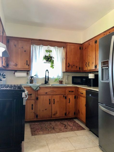 Kitchen With Old Wood Cabinets, Knotty Cabinets Kitchen, Pine Cabinet Makeover, Knotty Pine Cabinets Kitchen, Old Wood Kitchen Cabinets, Pine Kitchen Cabinets Makeover, 50s Kitchen Makeover, Knotty Pine Kitchen Cabinets Makeover, 60s Kitchen Remodel