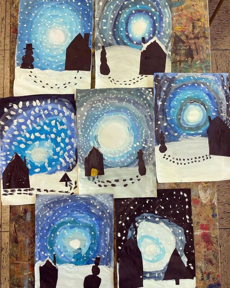 Thema Winter im Kunstunterricht❄️ . Die 4. Klasse hat die letzten 3 Stunden eine Winterlandschaft gestaltet. . Zuerst wurde der… | Instagram Winter Drawings, Thema Winter, Art Winter, Winter Art, Grade 2, Art Classroom, Elementary Art, Winter Landscape, Christmas Art