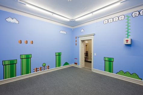 Mario Bros Room, Mario Bedroom, Nintendo Room, Super Mario Room, Mario Room, Brothers Room, Mario Theme, Nerd Room, Decorating Room