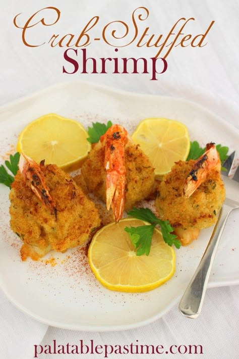 Crabmeat Stuffing, Crab And Shrimp Recipe, Baked Stuffed Shrimp, Stuffed Shrimp, Shrimp Stuffed, Cajun Seafood, Crab Stuffed, Crab Stuffed Shrimp, Shrimp Appetizers