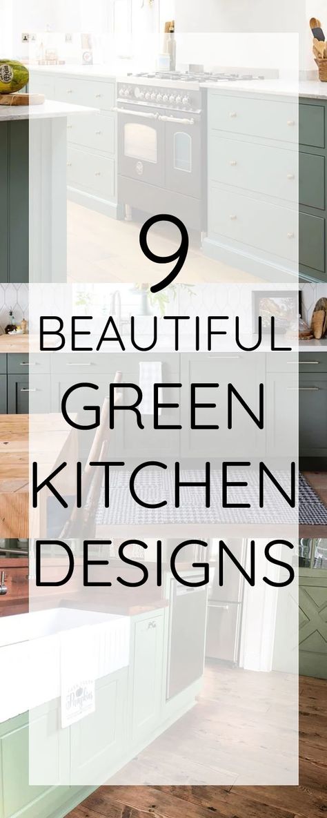 9 inspiring green kitchens. Green is a beautiful color for kitchen cabinets. Green Kitchen With Butcher Block, Green Kitchen Cabinets Butcher Block, Green Lower Cabinets White Upper, Green Cabinets With Butcher Block, Green Kitchen Cupboards, Color For Kitchen Cabinets, Kitchens Green, Diy Kitchen Cupboards, Olive Green Kitchen