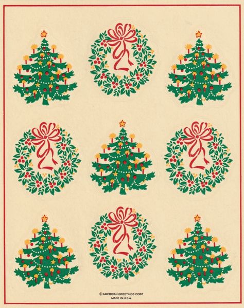 Minor glue bleed around the outsides of the stickers where they are die cut otherwise excellent condition for this very old sheet. Shipping is $1.75 for your first sticker and the rest should ship for free.  If you spend $35 in the shop shipping is free. ~Amy & Marty Vintage Christmas Stickers, Vintage Christmas Design, Christmas Vintage Wallpaper, Christmas Sticker Ideas, 80s Christmas Aesthetic, 70s Christmas Aesthetic, 90s Christmas Aesthetic, Retro Christmas Images, Retro Christmas Aesthetic