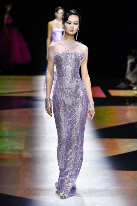 Armani Privé Couture Fall 2022 [PHOTOS] – WWD Amora The Enchantress, Extravagant Dresses, Giorgio Armani Dress, Dresses Gala, Armani Fashion, The Enchantress, Armani Dress, Runway Outfits, Purple Outfits