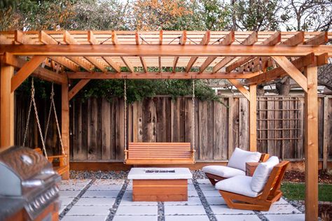 27 Lovely Pergola Ideas from Our Design Team | Yardzen Pergola Cost, Online Landscape Design, Fire Pit Landscaping, Outdoor Structure, Cool Fire Pits, Pergola Ideas, Modern Pergola, Wood Pergola, Wooden Pergola