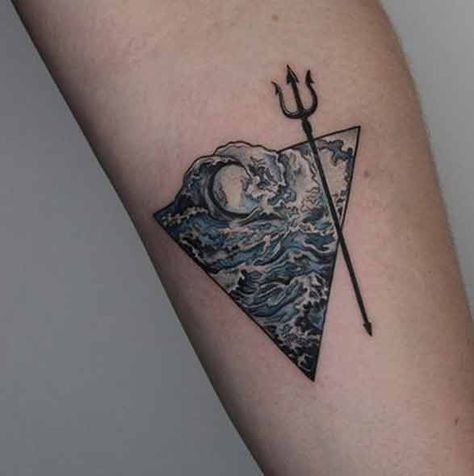 Water element tattoo by @mafriciinc Geometric Wave Tattoo, Water Element Tattoo, Rock Tattoos, Simple Wave Tattoo, Element Tattoo, Pisces Tattoo Designs, Tattoo Guide, Wave Tattoo Design, Pisces Tattoo