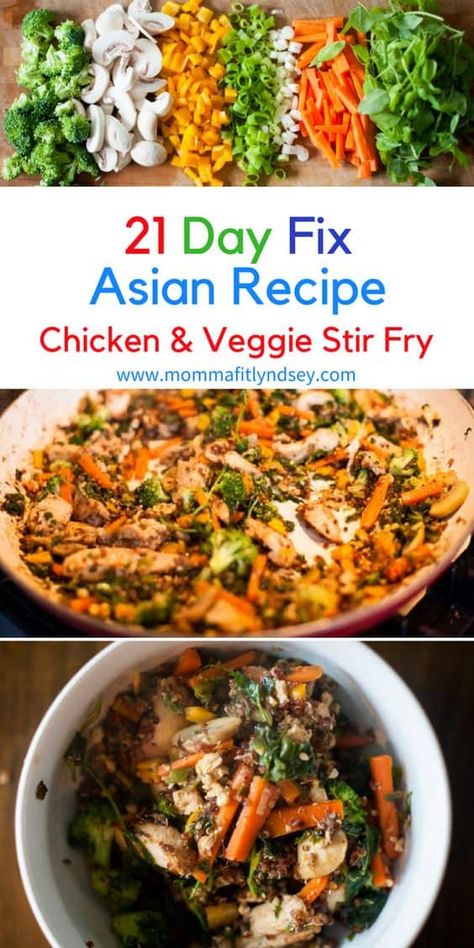 21 Day Fix Chicken, Asian Stir Fry Recipe, Chicken Stir Fry Recipe, 21 Day Fix Diet, Asian Chicken Recipes, 21 Day Fix Meal Plan, Asian Stir Fry, Asian Recipe, Stir Fry Recipes Chicken