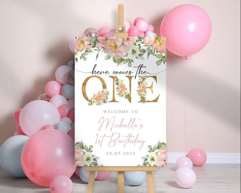 First Birthday Welcome Sign, Baby's 1st Birthday, Pink Balloons Poster, Girls Birthday - Printed Sign Board Birthday Pink Balloons, First Birthday Welcome Sign, First Birthday Board, Baby's 1st Birthday, 1st Birthday Signs, First Birthday Posters, Birthday Welcome Sign, Sign Board, 1st Birthday Gifts