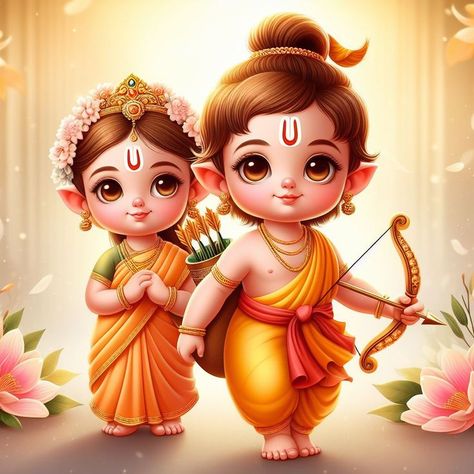 Shri Ram Sita Cute Cartoon Images Best Shri Ram And Sita, Shri Ram Sita, Gods Drawing, Ram And Sita, Prabhu Ram, Happy Birthday Krishna, Shree Ram Photos, Ram Sita Photo, Rama Sita