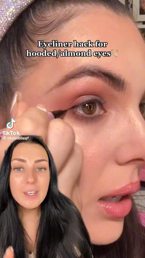 Hooded Almond Eyes, Makeup For Downturned Eyes, Makeup For Hooded Eyelids, Eyeliner For Almond Eyes, Hooded Eyes Makeup, Almond Eye Makeup, Hooded Eye Makeup Tutorial, Eyeliner For Hooded Eyes, How To Do Eyeliner