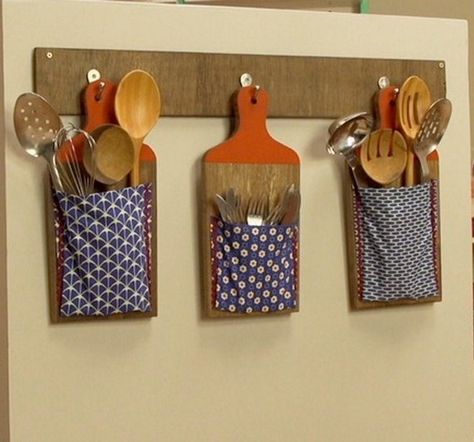 Cutlery Storage, Utensil Storage, Deco Originale, Diy Kitchen Storage, Kitchen Crafts, Upcycled Crafts, Diy Kitchen, Diy Storage, Kitchen Utensils