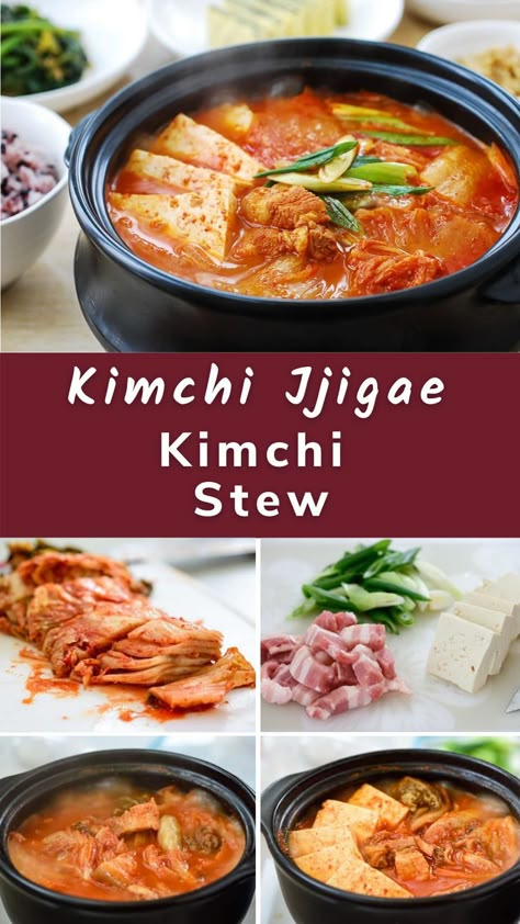 Kimchi Jigae Recipe, Kimchi Soup Recipe, Kimchi Stew Recipe, Korean Stew, Jjigae Recipe, Korean Banchan, Korean Bapsang, Kimchi Jjigae, Kimchi Stew