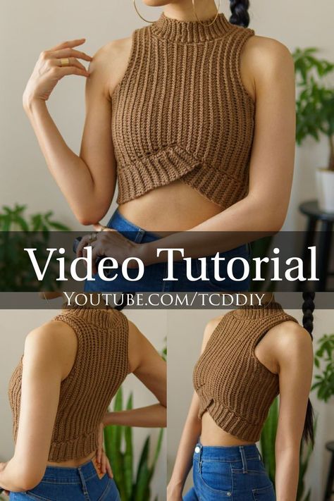 Crochet Crop Top Pattern Free, Crochet A Crop Top, Quick Easy Crochet, Sweater Tutorial, Crochet Patterns Free Beginner, Crochet Crop Top Pattern, Crop Top Pattern, Crochet Braid Styles, Mode Crochet