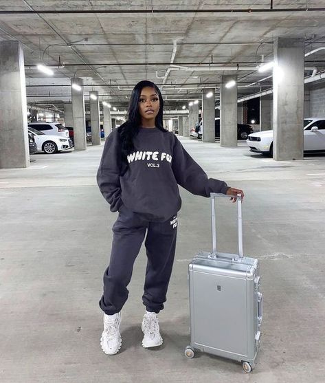 White Fox on Instagram: "OMW to the airport ✈️ @angwitacho wearing the the 'Offstage' Sweater and 'Offstage' Sweatpants in Shadow Tap to shop (Prices in $AU)" Balenciaga Track Outfit, Balenciaga Tracksuit, Sweater And Sweatpants, Track Outfits, White Balenciaga, Airport Aesthetic, Airport Outfits, Tracksuit Outfit, Balenciaga Shoes