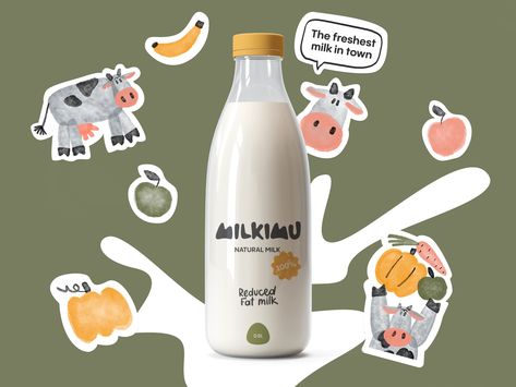 Milk Packaging Design: Glass Bottle Cute Packaging Design, Milk Packaging Design, Milk Package, Brand Activation Ideas, Dairy Brands, Yogurt Packaging, Ui And Ux Design, Carton Design, Milk Brands