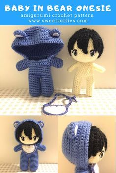 Baby In Bear Onesie, Random Hobbies, Crochet Elements, Crochet Alien, Bear Onesie, Pajama Outfit, Crochet Hack, Yarn Craft, Pola Amigurumi