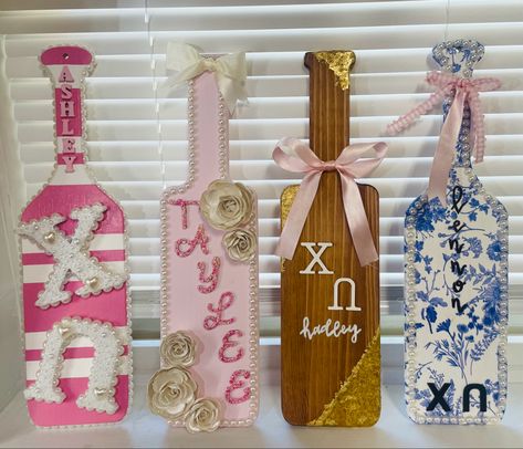 Here is some inspiration if you need help coming up with a design! #aesthetic #paddle #sorority #chiomega Paddle Designs Sorority, Greek Paddles Sorority, Paddle Sorority, Paddle Ideas, Greek Paddles, Sorority Paddles, Chi Omega, Design Aesthetic, Paddles