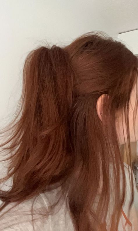 Korean fall hair color: orange brown Dark Ginger Hair, Cheveux Oranges, Cinnamon Hair, Red Hair Inspo, Ginger Hair Color, Hair Color Auburn, Hair Stylies, Auburn Hair, Hair Dye Colors