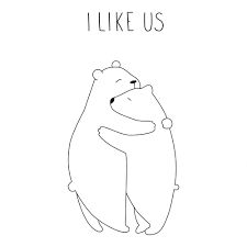 Cuddling Illustration, Cute Hug Doodle, Cuddle Tattoo, Bear Hug Illustration, Hug Doodle, Hug Drawing, Bears Hugging, Lovers Hug, Hug Cartoon