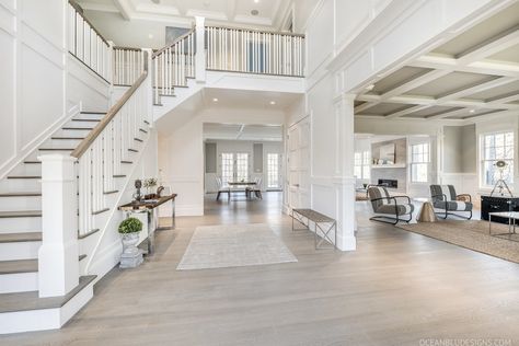 Chandelier Coastal, Home Staircase, Foyer Entrance, Traditional Staircase, House Staircase, Coastal Home Decor, Coastal Living Rooms, Entrance Design, Beach House Interior