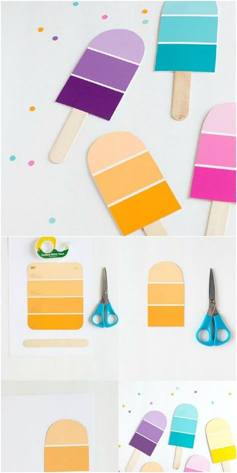 DIY Paint Chip Popsicle Party Invitations - maybe in the shape of a little house for a housewarming party? Food Truck Party, Paint Chip Crafts, Popsicle Party, Cream Birthday Party, Ice Cream Birthday Party, Ice Cream Social, Paint Chip, Ice Cream Birthday, Truck Party