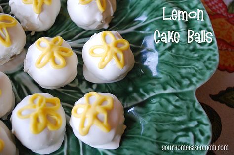 Lemon Cake Balls - your homebased mom Lemon Cake Pops Recipe, Lemon Cake Balls, Balls Dessert, Mother's Day Brunch Menu, Lemon Cake Easy, Cake Ball Recipes, Lemon Buttercream Frosting, Mothers Day Desserts, Cake Ball