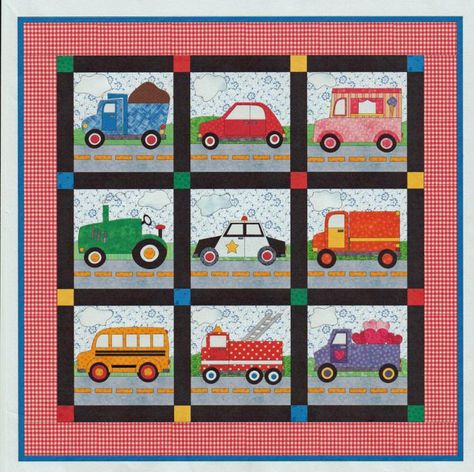 Cars and Trucks Oh My! A Quilt for Kids | Craftsy Quilt For Boys, Boy Quilt Patterns, Baby Boy Quilt Patterns, Quilts For Boys, Kid Quilts Patterns, Bargello Quilt Patterns, Car Quilt, Boys Quilt Patterns, Bargello Quilt