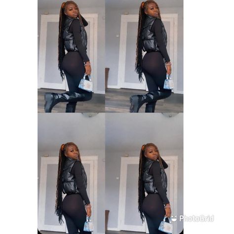 All black vest style Black Vest Outfits Black Women, Black Leather Vest Outfit, Leather Vest Outfit, Neutral Outfits, Black Leather Vest, Vest Outfit, Vest Style, Black One Piece, Black Vest