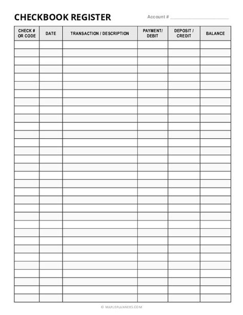 A checkbook register template can help make the process more manageable, allowing you to stay organized and on top of your expenses. This simple document helps you track your expenses more efficiently. Simply download and print! Free Printable Checkbook Register, Printable Check Register Templates, Bank Register Free Printable, Check Register Free Printable Templates, Check Book Register Printable Free, Check Register Free Printable Large Print, Blank Check Template Free Printables, Checkbook Register Printable Free, Check Register Free Printable