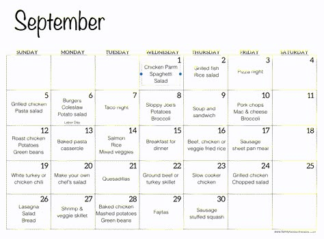 This September meal plan has a full month of ideas for easy, homemade family-friendly dinners. Includes a free printable PDF calendar with each day’s menu idea for easy planning. Meals For A Month Menu Planning, September Meal Plan, Meal Plan Family, Menu Sans Gluten, Meal Calendar, Pdf Calendar, Veggie Fried Rice, Healthy Eating Meal Plan, Monthly Menu