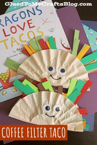 Coffee Filter Crafts For Kids, Taco Craft, Taco Crafts, Storytime Crafts, Coffee Filter Crafts, K Crafts, Preschool Projects, Toddler Arts And Crafts, Preschool Arts And Crafts