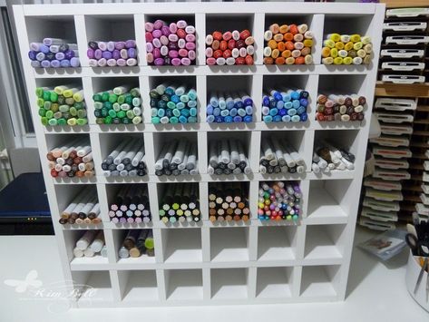 Copic Marker Storage, Supply Organization, Arts And Crafts Storage, Art Supplies Storage, Art Studio Room, Art Supply Organization, Marker Storage, Organize Craft Supplies, Pencil Storage