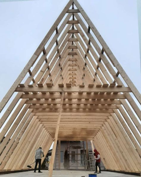 A-Frame Tree Tiny Houses Smart Houses, Timber Frame Cabin, Arched Cabin, A Frame Cabin Plans, Cabin Modern, A Frame House Plans, Cabin House Plans, Frame House, Modern Farmhouse Exterior