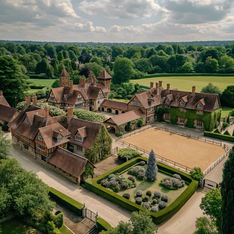 Mansion With Horse Stables, Luxury Home Backyard, Stable Landscaping, Big Mansions Luxury Castles, Victorian Stables, Manor House Aesthetic, Country Side Homes, Horse Estate, Farm Mansion