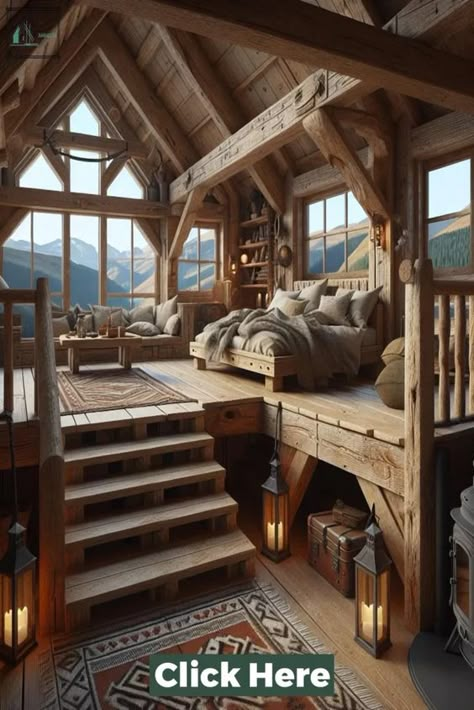 This article showcases 36 stunning cabin loft ideas that are sure to inspire anyone looking to add a cozy and rustic touch to their home. From traditional log cabins to modern tiny homes, these designs offer a variety of styles and layouts to suit different preferences. The article highlights the use of natural materials, Self Built Cabin, Modern Log Cabin Homes, Renovated Cabin, Cabin Loft Ideas, Tiny Log Cabin Homes, Cabin Interiors Cozy, Mountain Cabin Interior, Cabin With Loft, Tiny Cabins Interiors