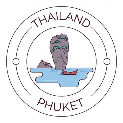 Landmarks of thailand phuket flat line l... | Premium Vector #Freepik #vector #background #logo #travel #city Logo Travel, Thailand Phuket, Line Logo, Travel Stamp, Name Card Design, City Icon, Logo Minimalist, Travel City, Travel Icon