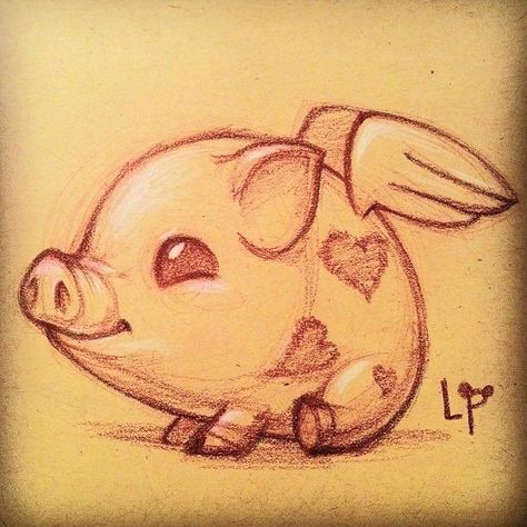 Cute Pig Drawing, Pig Sketch, Pig Tattoo, Flying Pigs, Pig Pictures, Pig Drawing, Pigs Fly, Pig Art, Cute Pig