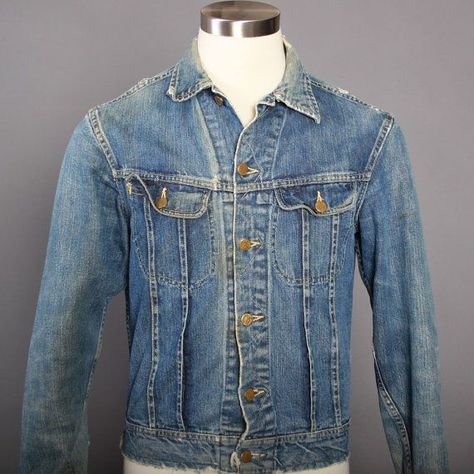 vintage 1960s men's lee 101-j denim jacket. | Tough Luck Vintage ... Mens Denim Jacket, Distressed Denim Jacket, Denim Jacket Men, Vintage 1960s, Mens Denim, Distressed Denim, Jean Jacket, 1960s, Denim Jacket