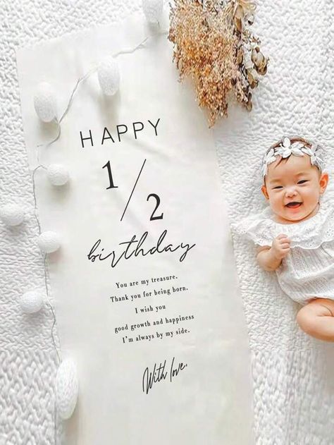 1set/1pc Half Birthday Party Decorative Backdrop Cloth/Party Background Tapestries For Baby | SHEIN USA Half Birthday Party, Photo Tapestry, Letter Garland, Diy Tapestry, Half Birthday, Infant Photography Props, Birthday Letters, Happy 1st Birthdays, Party Background