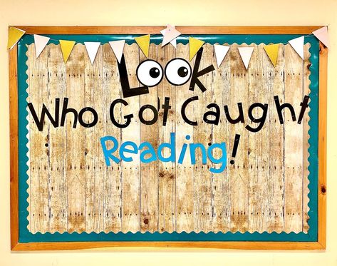 Look Who Got Caught Reading, Pbis Rewards, Reading Bulletin Board, School Library Bulletin Boards, Reading Rewards, Elementary Bulletin Boards, Reading Display, Reading Bulletin Boards, Sped Classroom