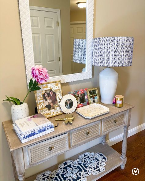 Preppy grand millenial style with chinoiserie chic decor. Peek inside my home: our entrance console table. Classic, feminine, and preppy home decor. Grand millennial style http://liketk.it/3juul #liketkit @liketoknow.it #LTKunder50 #LTKhome #LTKunder100 Grand Millennial Style Decor, Entrance Console Table, Chinoiserie Chic Decor, Entrance Console, Grand Millennial Decor, Grand Millennial Style, Entryway Table Decor, Pretoria, Pastel Decor