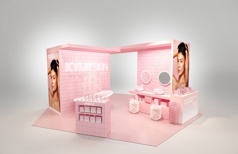 Kylie Skin Pop-up Shop Set for Galeries Lafayette Event Booth Design, Kylie Skin, Event Booth, Retail Concepts, Kiosk Design, Beauty Pop, Exhibition Booth Design, Pop Up Event, Exhibition Stand