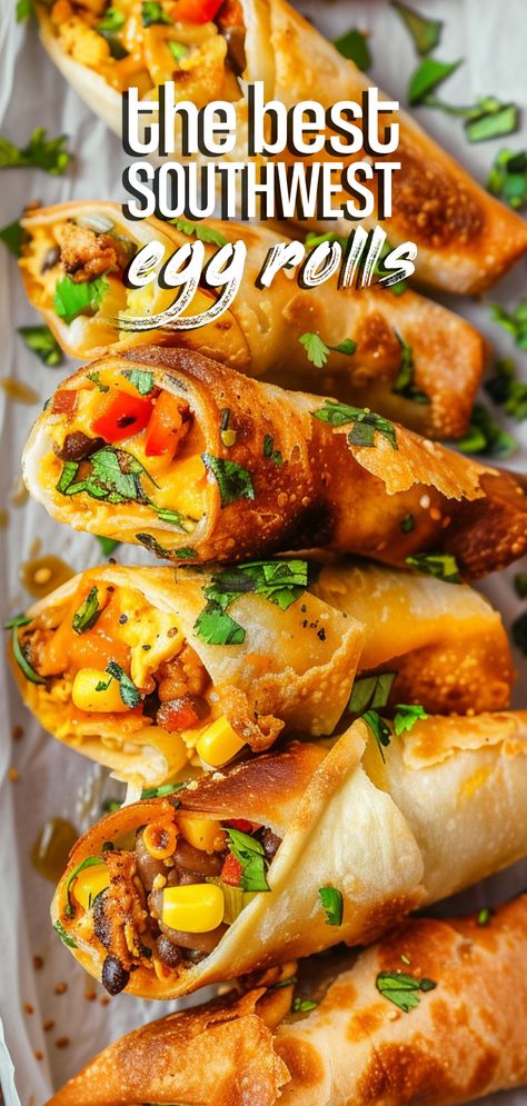 Copycat Chili’s Southwest Egg Rolls [40 Minutes] – Chasety Easy Southwest Egg Rolls, Southwest Roll Ups, Chili’s Southwestern Egg Rolls, South Western Egg Rolls Recipe, Southwest Chicken Egg Rolls, Southwest Eggrolls Chilis, Southwest Eggrolls Recipe Easy, Southwest Eggrolls Recipe, Taco Egg Rolls