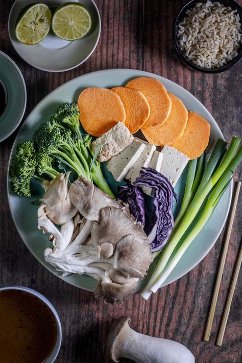 Vegan Shabu Shabu, Shabu Shabu Recipe, Fun Meals, Vegan Baby, Shabu Shabu, Vegan Soups, Bean Curd, Sliced Mushrooms, Flavorful Recipes